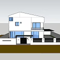 Modern White Detached Villa With Entrance Porch Number 01 And Surrounding Trees