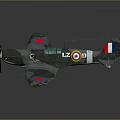 Vintage World War II Fighter Airplane With Military Camouflage Paint And Red Blue Wing Insignia