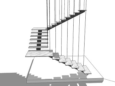 Modern Floating Staircase Design With Minimalist Structure And Geometric Lines 3d model