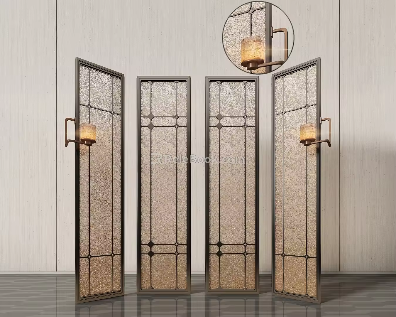 CCD modern glass screen sandwich glass screen partition combination 3d model