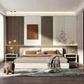 Modern Bedroom Interior Design With Wooden Walls Large Window And Decorative Painting