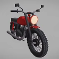 Red Vintage Motorcycle Design With Round Headlight And Off road Tires