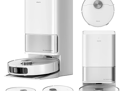 Ecovos White Robot Vacuum With Self Emptying Base And Transparent Container 3d model