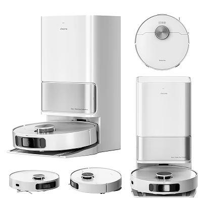 Ecovos White Robot Vacuum With Self Emptying Base And Transparent Container 3d model