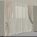 Elegant Beige Curtains With Sheer Layers Sunlight And Green Trees Through Window Interior