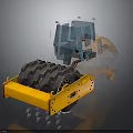 Yellow Construction Road Roller With Heavy Duty Roller Drum And Cab 3d model