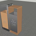 Public Recycling Waste Bin With Brown And Gray Sections And Recycling Symbols