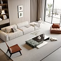 Sofa Coffee Table Combination Floor Lamp Hanging Picture Lazy Sofa Decorations 3d model