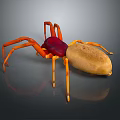 Red and Brown Body Spider with Orange Legs on Gray Background and Reflection 3d model