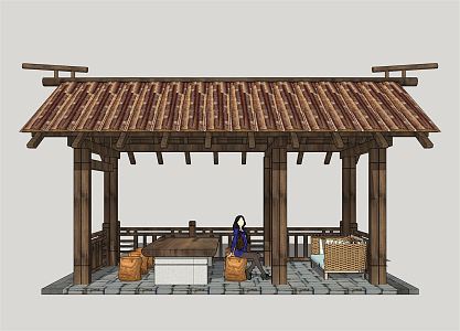 New Chinese-style Corridor Rack Country Homestay Corridor Rack 3d model