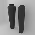 Two Black Ceramic Vases With Minimalist Design On White Background 3d model