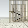 Modern Wooden Staircase With Vertical Panel Structure And Open Steps Design 3d model