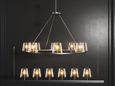 Modern Chandelier With Metal Frame And Glass Shades For Interior Lighting Design 3d model