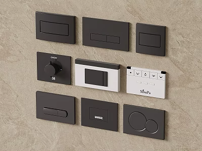 Modern Bathroom Accessories Various Control Panels In Black And White Designs 3d model