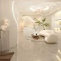 Elegant Modern Beauty Hair Salon Interior With Comfortable Sofa Green Plants And Stylish Reception Desk
