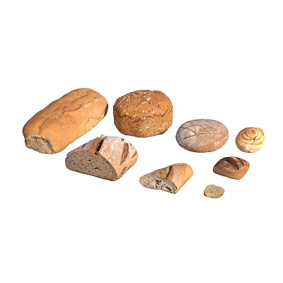 Assorted Freshly Baked Bread Varieties With Different Shapes And Textures 3d model