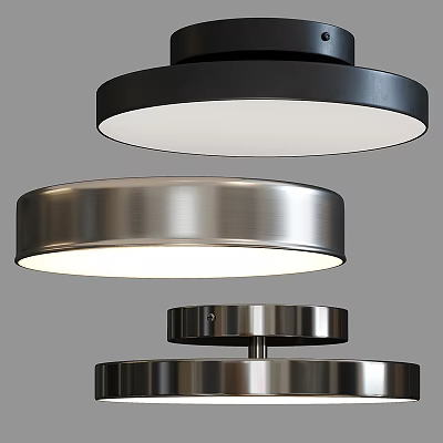 Modern Round Metallic Ceiling Lights With Black Silver Sleek Design For Home Lighting 3d model