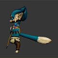 Cartoon Style Game and Movie Character With Blue Fur Pointed Ears and Yellow Outfit
