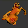 Cute Orange Yellow Cartoon Deer With Red Mane And Playful Pose 3D Render