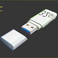 White USB Flash Drive With Cap And 35℃ Label Blue Yellow Interface Portable Storage Device 3d model