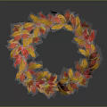 Colorful Autumn Leaf Wreath Featuring Red and Yellow Leaves for Home Decor