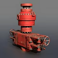 Red Industrial Mechanical Valve With Heavy Duty Metal Components And Control Handles
