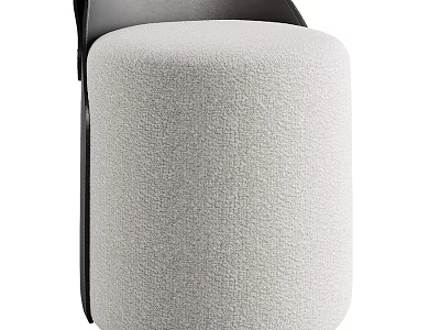 Modern Gray Fabric Stool With Black Backrest For Minimalist Home Decor 3d model