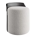 Modern Gray Fabric Stool With Black Backrest For Minimalist Home Decor
