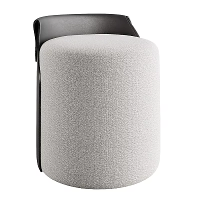 Modern Gray Fabric Stool With Black Backrest For Minimalist Home Decor 3d model