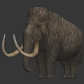 Woolly Mammoth Sculpture With Long Curved Tusks And Shaggy Fur On Dark Background