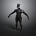 Sleek Black Armored Weapon Model Featuring Intricate Design And Sharp Headpiece