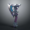 Intricate Decorative Axe With Glowing Blue Purple Accents And Ornate Design