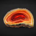Decorative Ornament Set Featuring Agate Slice With Red Orange Yellow Banded Patterns For Home Decor