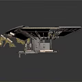 Curved Metal Structural Component With Shiny Surface And Support Structures