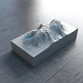 Commercial Display Equipment Mountain Shaped Model With Blue Area On Square Base Wooden Floor