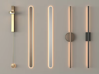 Elegant Modern Wall Lamps Featuring Various Designs With Strip And Circular Elements 3d model