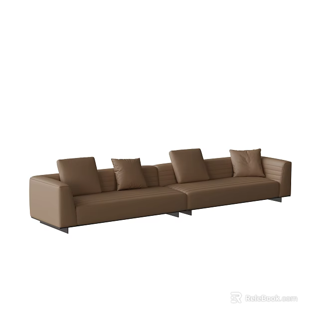 Elegant Brown Modern Sectional Sofa With Multiple Cushions And Sleek Design 3d model