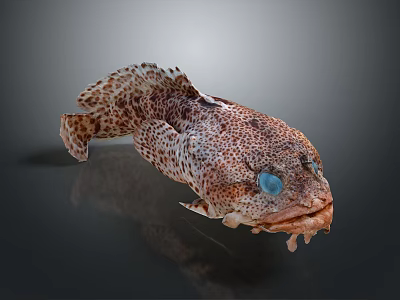 Spotted Marine Fish With Blue Eyes And Distinctive Pattern On Dark Surface 3d model