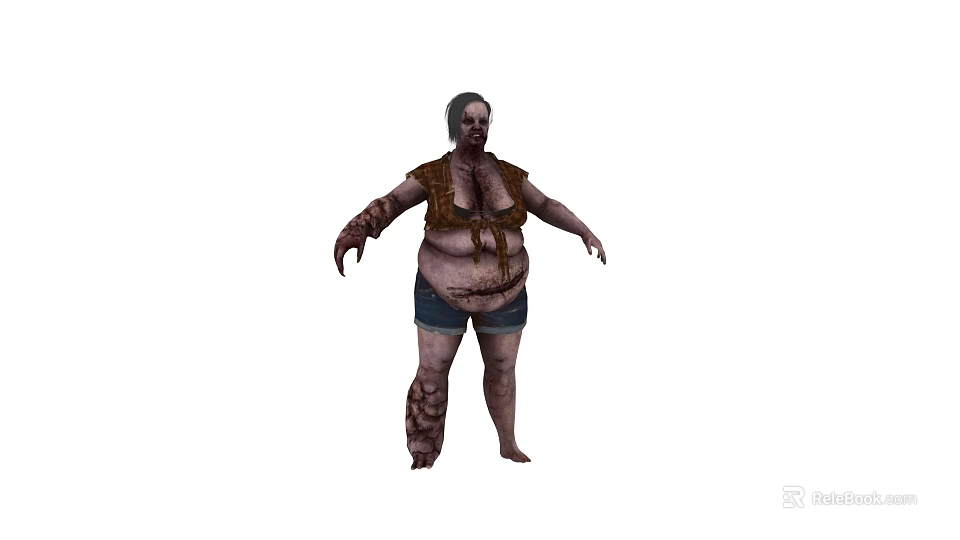 Undead Game Movie Character With Tattered Shorts Decayed Skin And Menacing Features 3d model