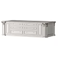 Classical Kitchen Cabinets With Marble Island Countertop And Carved Decorative Details