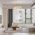 Modern Living and Dining Room Interior With Sofa Coffee Table And Pendant Light