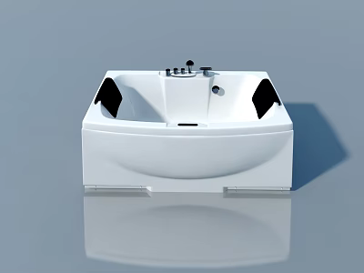 White Whirlpool Bathtub With Black Armrests Chrome Faucet And Control Panel 3d model