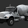 White Cement Mixer Truck Large Heavy Duty Vehicle With Mixing Drum And Cab