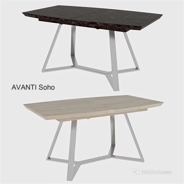 AVANTI Soho Modern Dining Table With Dark And Light Wood Tops And Geometric Metal Legs 3d model 
