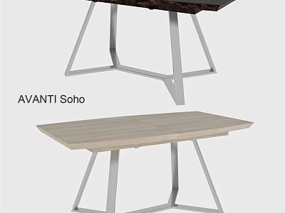 AVANTI Soho Modern Dining Table With Dark And Light Wood Tops And Geometric Metal Legs 3d model