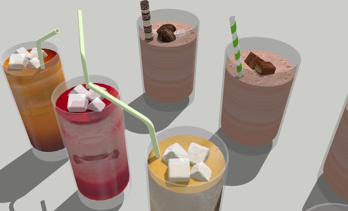 Modern Beverage Milk Tea Juice 3d model