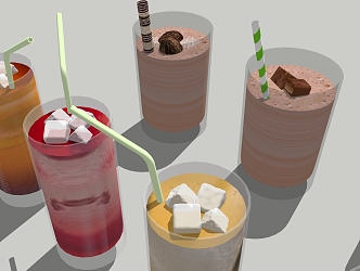 Modern Beverage Milk Tea Juice 3d model