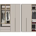 Modern Wardrobe Interior Design With White Doors Wooden Frame Hanging Clothes Drawers And Lighting