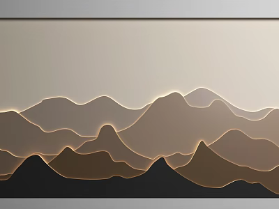 Layered Mountain Pattern Backdrop With Gradient Hues And Illuminated Lines 3d model Layered Mountain Pattern Backdrop With Gradient Hues And Illuminated Lines 3d model