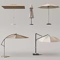 Multiple Patio Umbrellas with Open Closed Positions and Various Frame Designs for Outdoor Shading